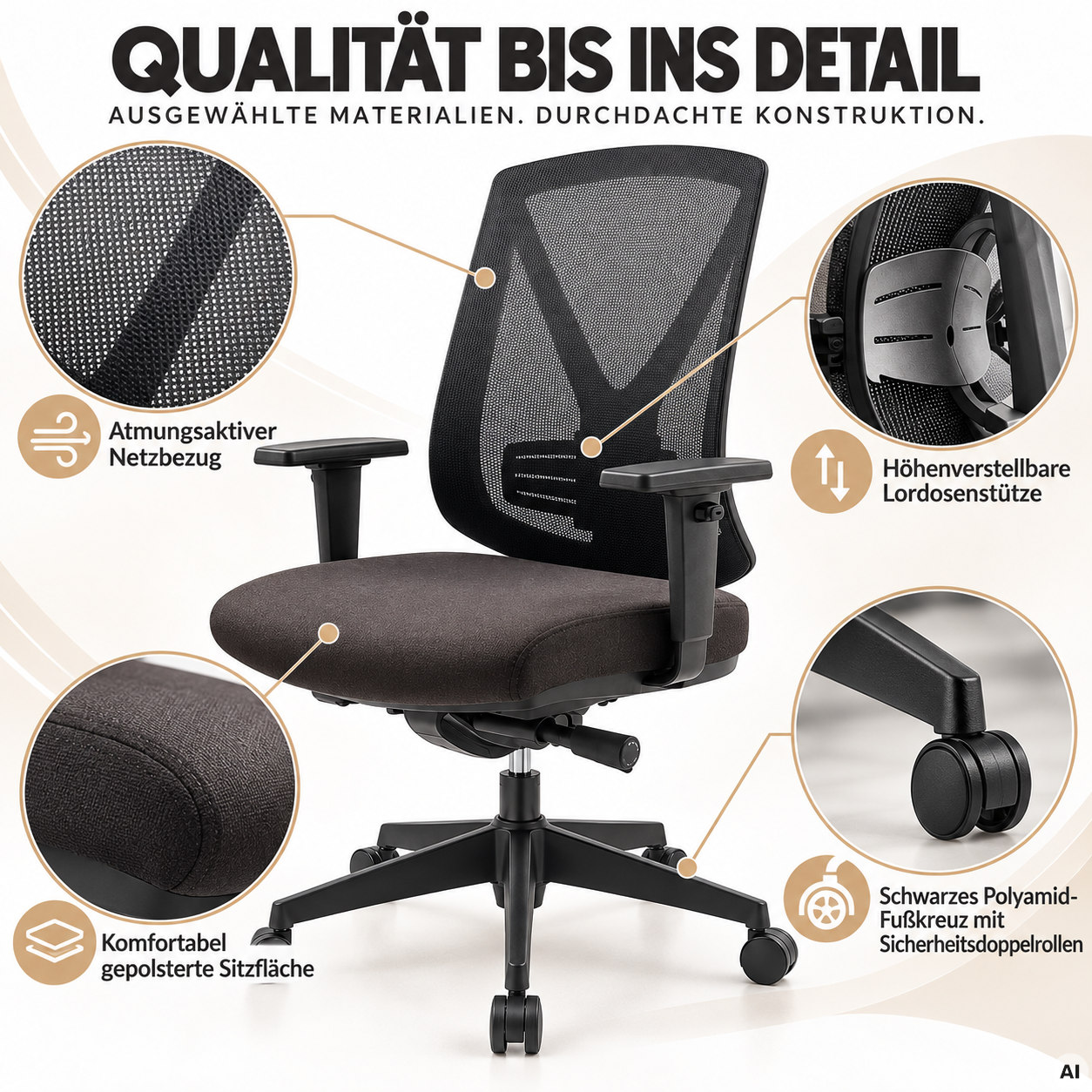 Ergo Studio M - Hochwertiger Netz-Drehstuhl
