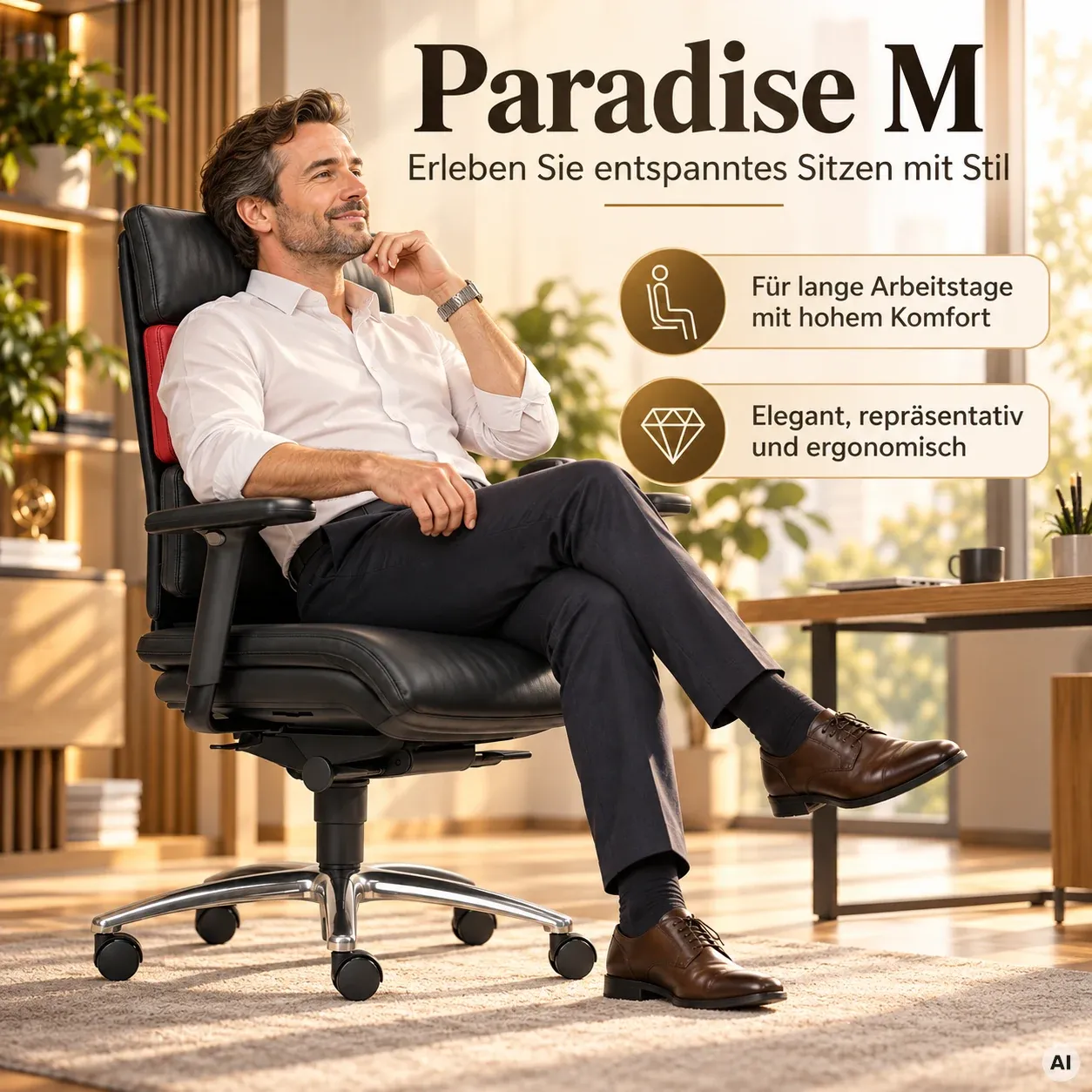 Paradise M - Hochwertiger Bürostuhl mit Kissen